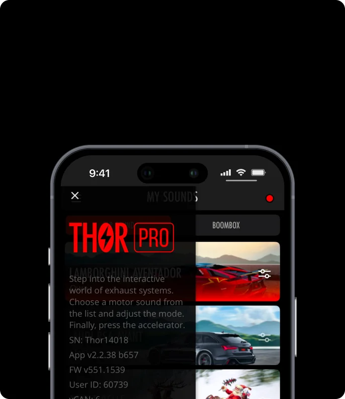 THOR My Sound app screen